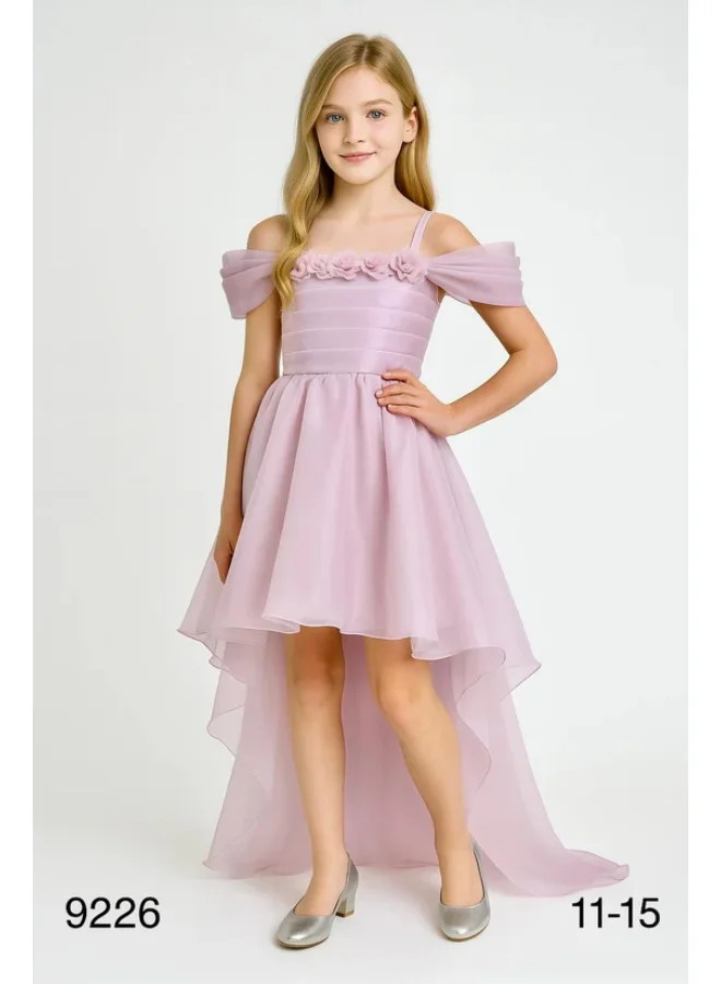 فيا بامبينو Lilac Off-Shoulder High-Low Chiffon Dress